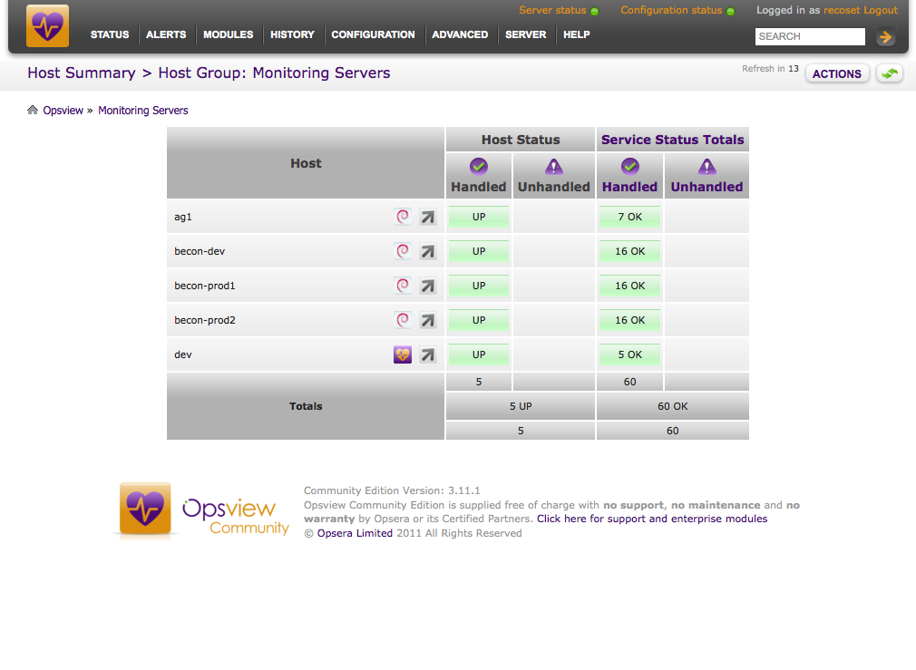 Opsview Screenshot